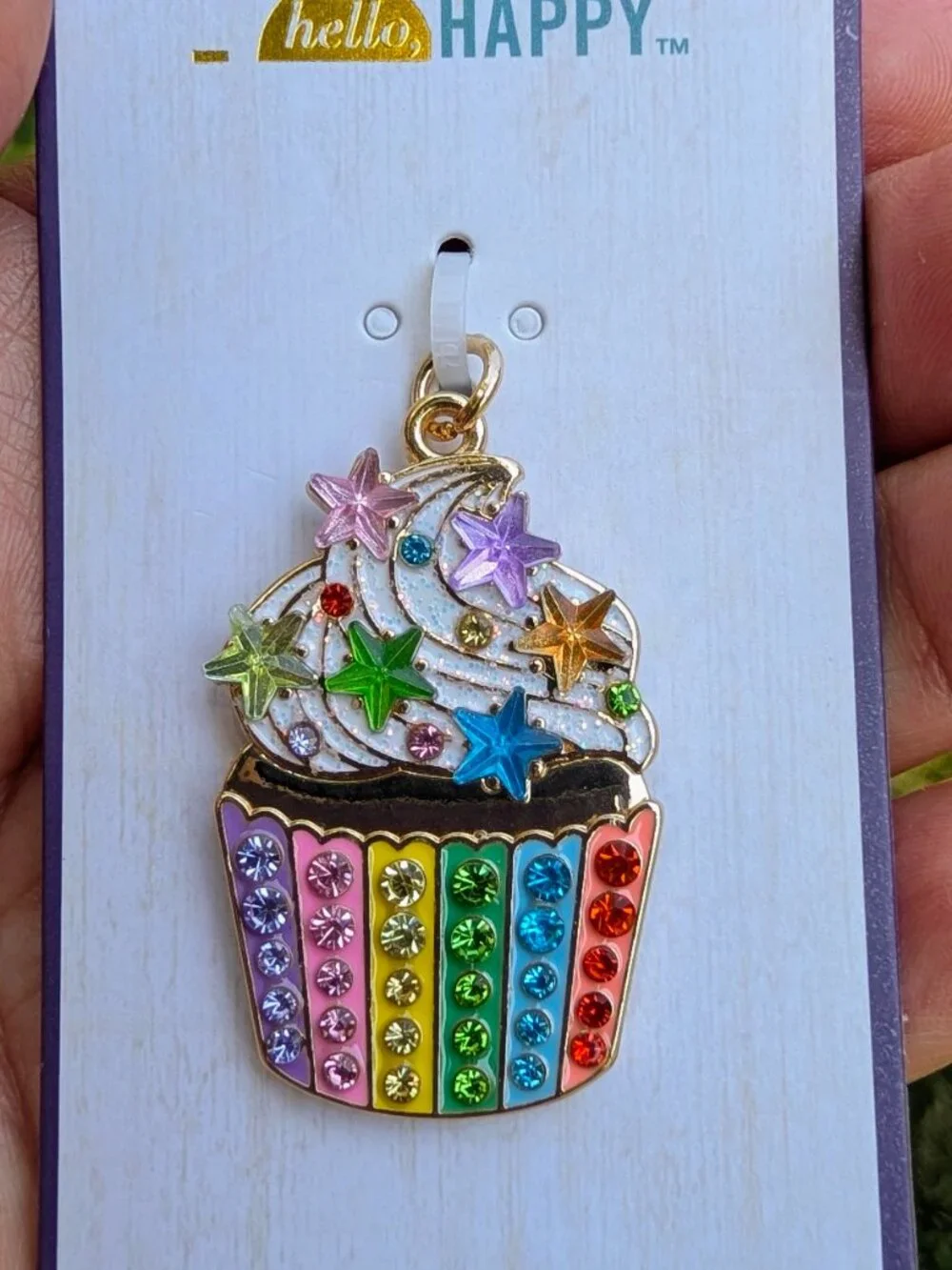 Hello Happy Cupcake Pendant Charm - NWT